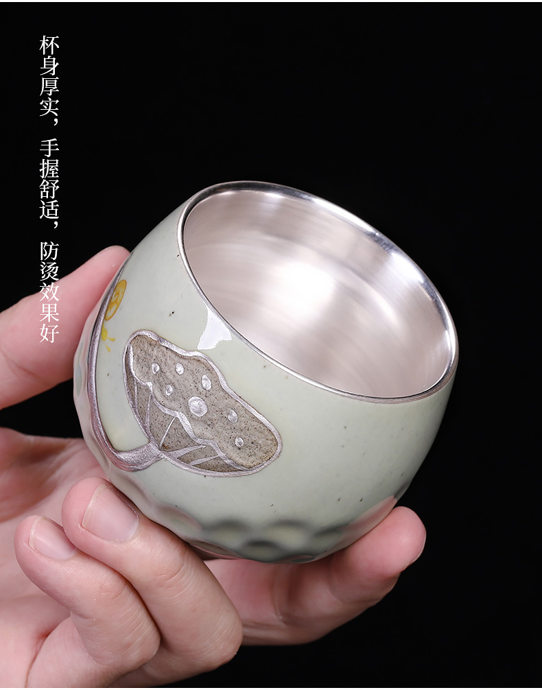 Jingdezhen up kung fu tea gift box sets checking ceramic tasted silver gilding masters cup large household sample tea cup