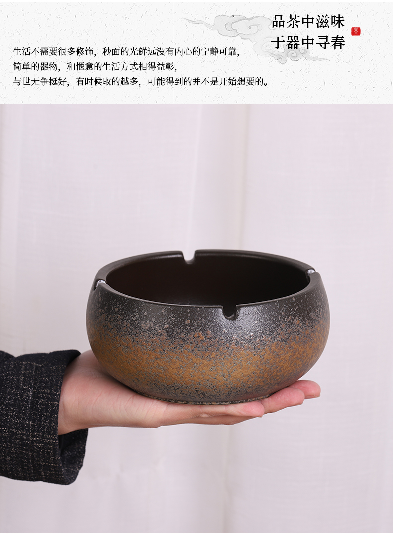Japanese coarse pottery ashtray manually restoring ancient ways of fly ash home sitting room large thick smoke prevention cup furnishing articles