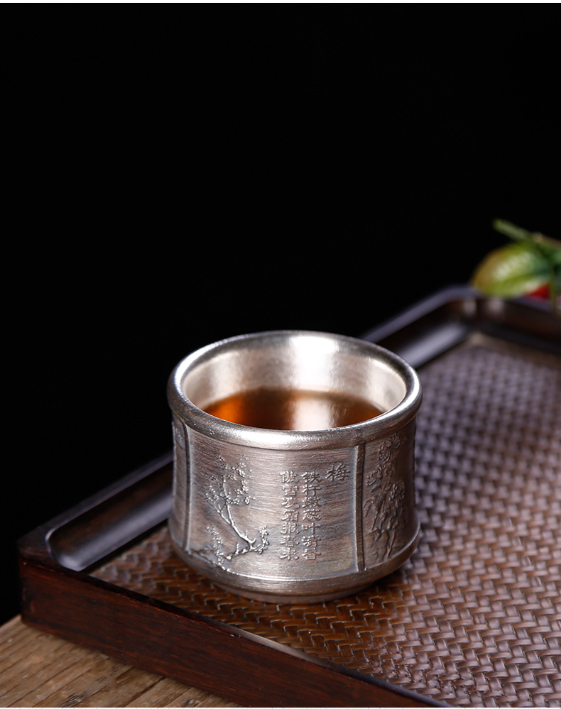 By patterns ceramic cup turnkey sterling silver with silver cup single pure manual coppering. As kongfu master CPU