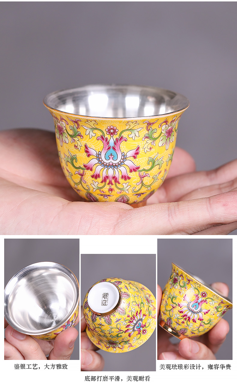 Chinese colored enamel coppering. As silver tea sets a visitor office of a complete set of ceramic tea tureen tea cups household 6 people