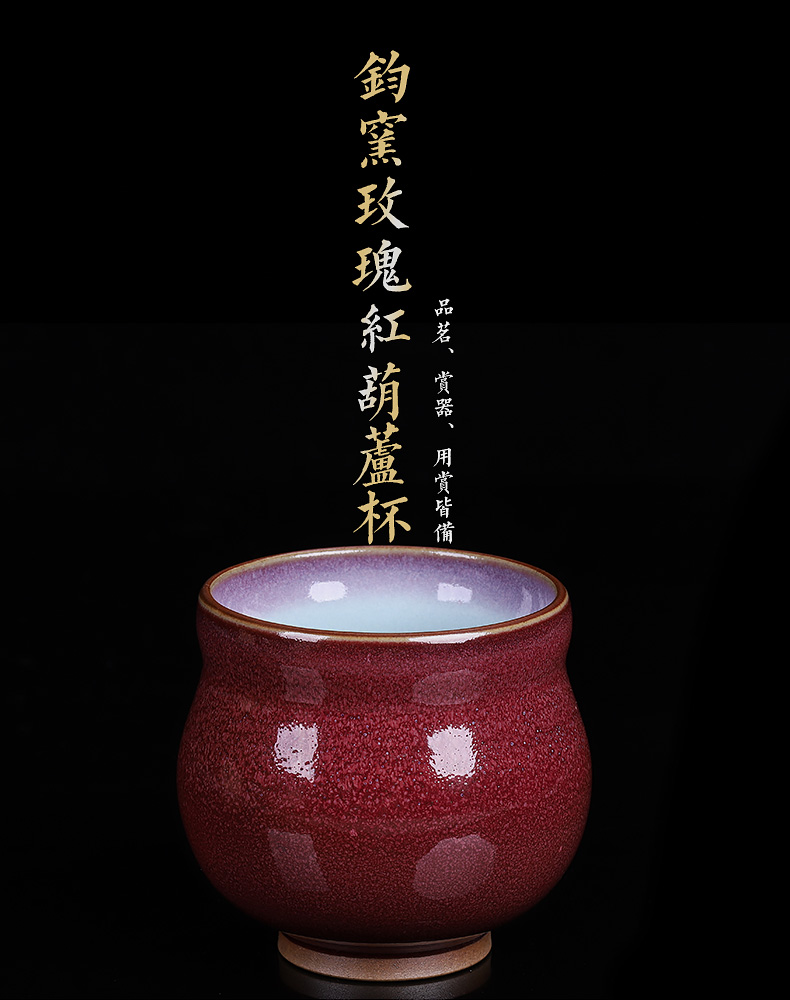 Jun porcelain up of new Chinese style kung fu tea cup of pure checking ceramic tea set master cup single bowl sample tea cup