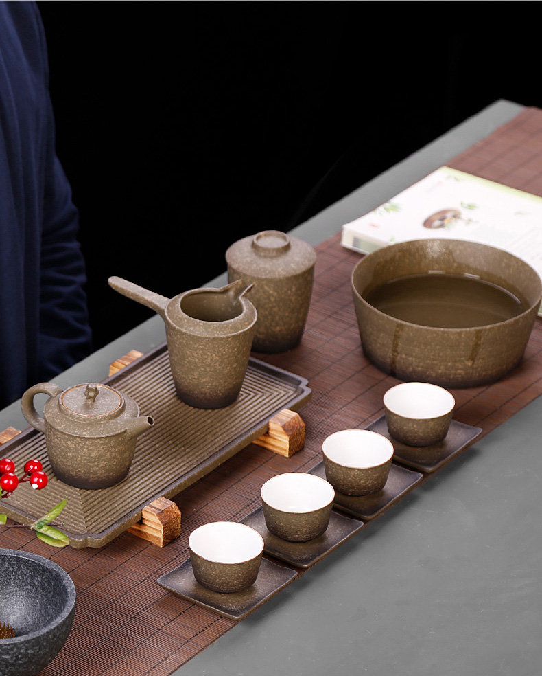 Black pottery tea cups of water to wash to the Japanese zen, after the writing brush washer from kung fu tea tea wash to large household ceramics parts