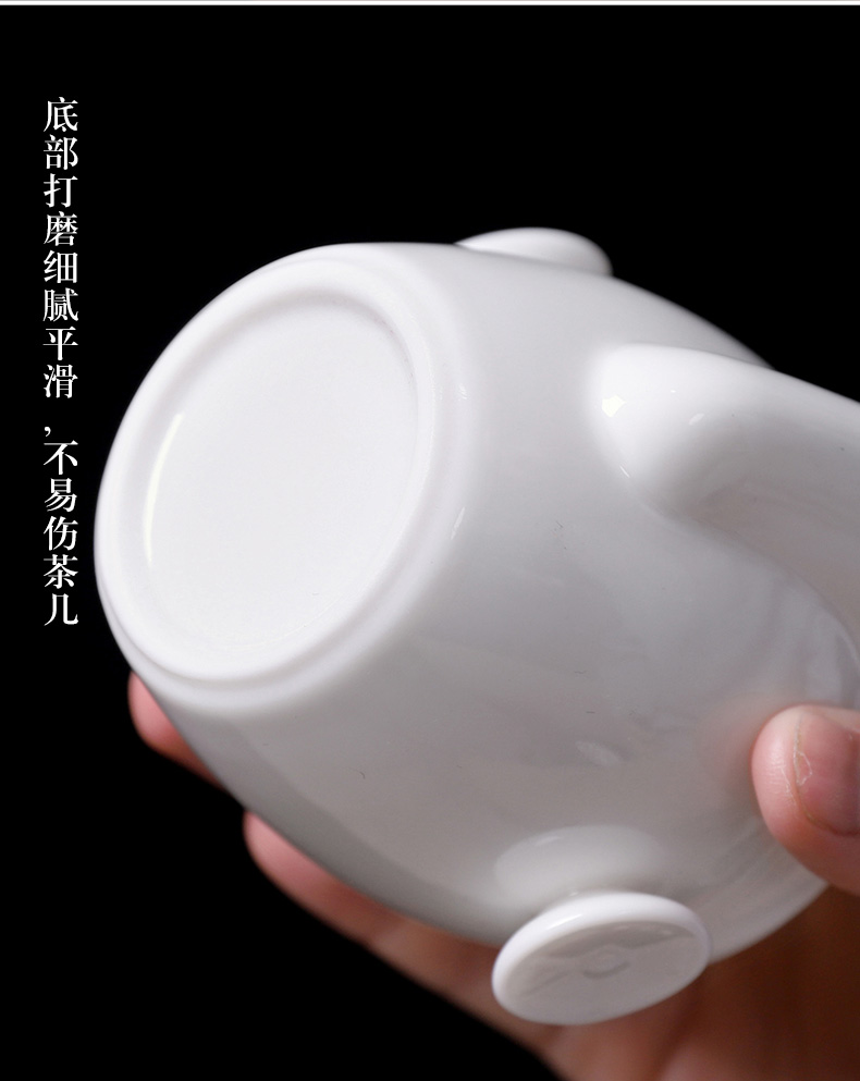 Dehua white porcelain suet jade porcelain teapot single pot of small hand ears teapot ceramic filter Japanese hand grasp pot