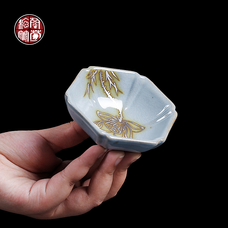 Small teacup cracked can raise your up kung fu tea masters cup silver pure manual hand - made ceramic cup large move