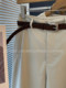 Elongate the proportion! South Korea’s Dongdaemun temperament wears straight-cut slim casual pants with belt for women 2025 autumn