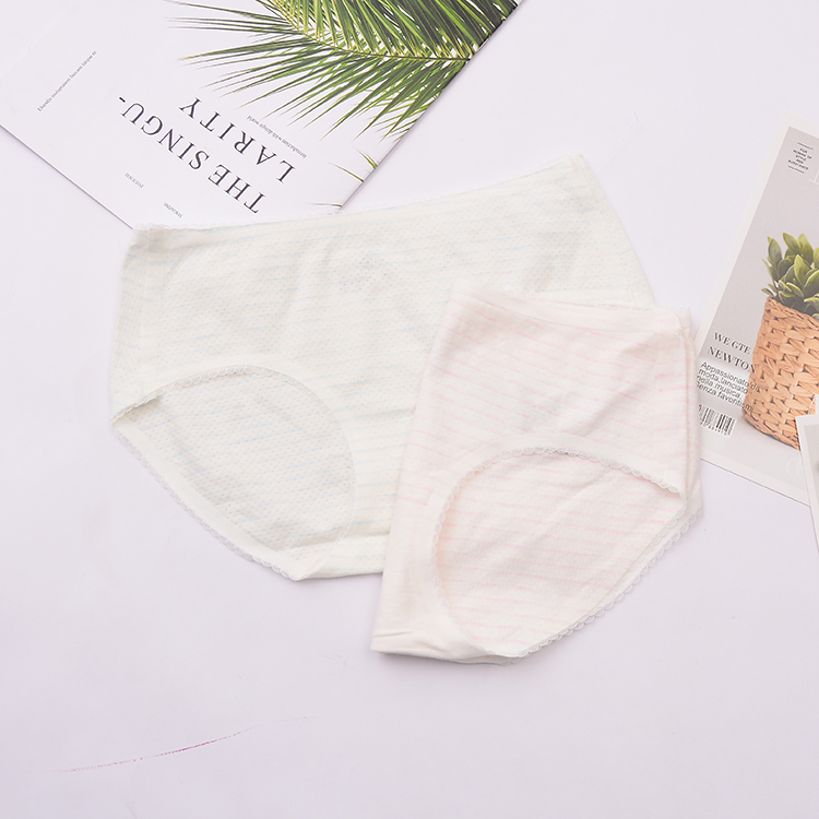 [4 miếng 19,9] J ~ 13 quần sịp sọc ở eo và hông cô gái bằng vải cotton bên ren quần lot nữ