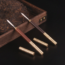 Brass Tea Cone Pry Tea Cake Tea Brick Tea Brick Tea Brick Tea Brick Tea Knife Flowers Pear Wood Tea Knife Black Sandalwood Stainless Steel Tea Needle