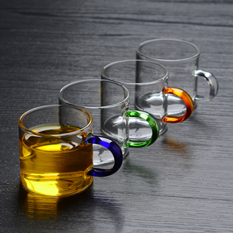 Small teacup household glass transparent with small cup set drink cup high borosilicate glass heat resistant tea fittings
