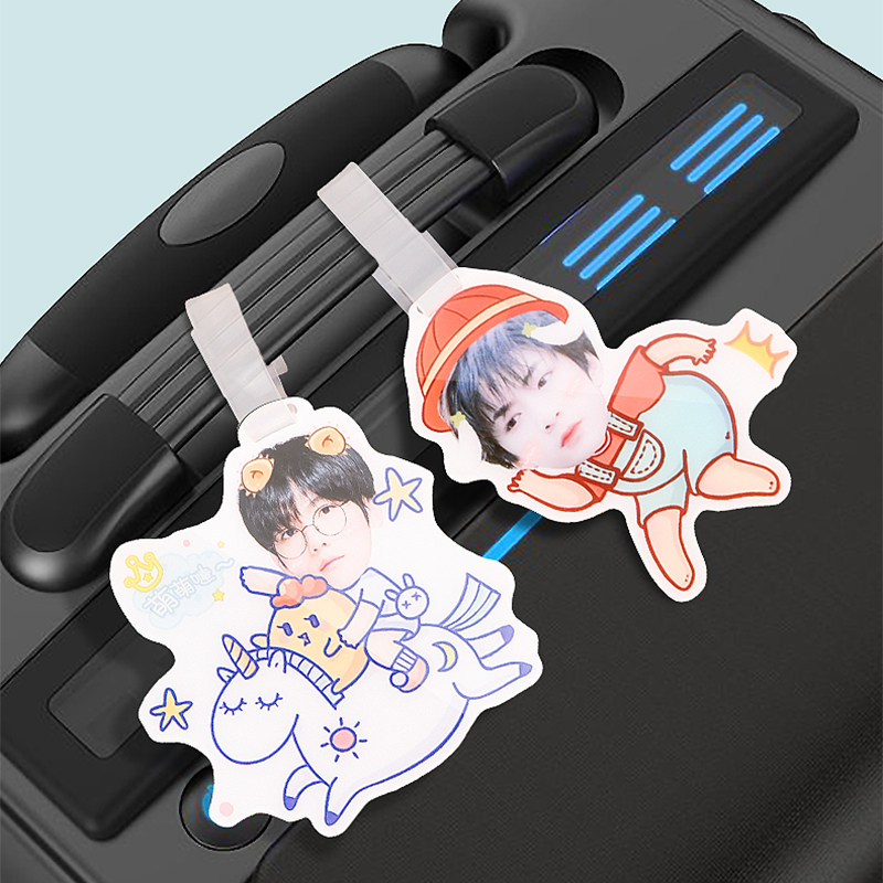 Luggage tag custom photo big head live cartoon creative single person multi-person acrylic boarding pass suitcase tag