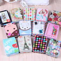 Rectangular mini iron box cartoon Peninsula iron box card stickers playing card storage box hairclip leather band jewelry packaging box
