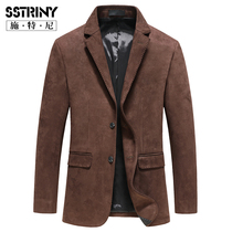 Stney Autumn New velvet suit mens golden velvet mens casual suit deerskin single West coat coat