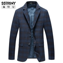 2021 autumn and winter men casual suit middle age slim plaid suit business casual single blazer coat men