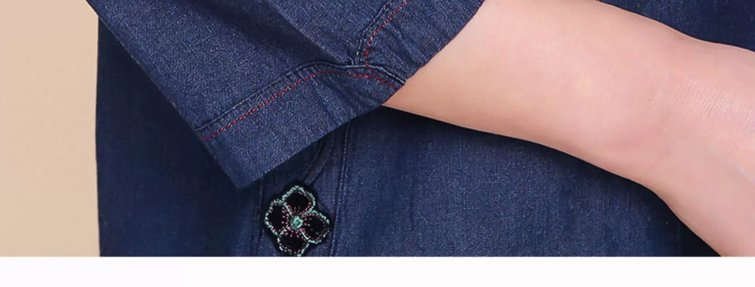 Áo sơ mi trung niên, cowgirls, cotton mẹ, quần áo mùa hè, quần áo cũ, mùa hè, kích thước lớn, bà, áo khoác mỏng - Quần áo của mẹ đầm dự tiệc cho người lớn tuổi