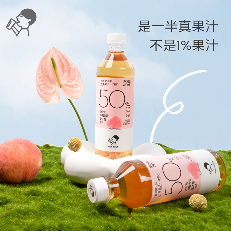 Hitea Juice Tea Grapefruit/Peach/Double Berry Low Sugar 0 Fat Oolong Jasmine Tea Beverage 450ml*15 Bottles Full Box