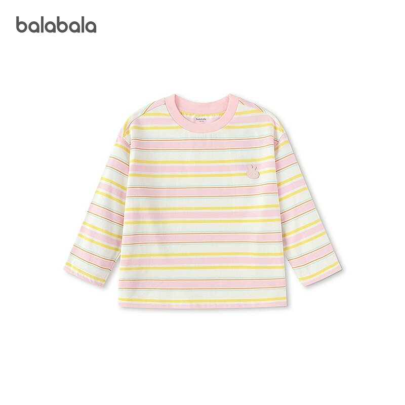 巴拉巴拉童装儿童长袖t恤男女童2026新款春装宝宝纯棉条纹上衣萌