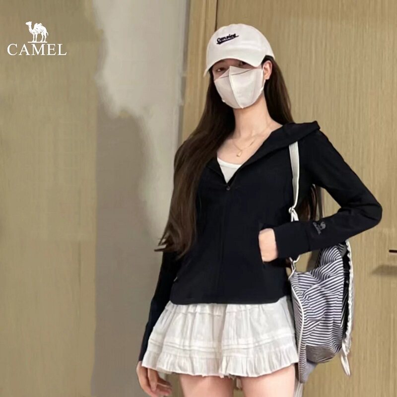 骆驼小蛮腰防晒衣女2026夏季新款冰感速干外套户外修身黑色防晒服