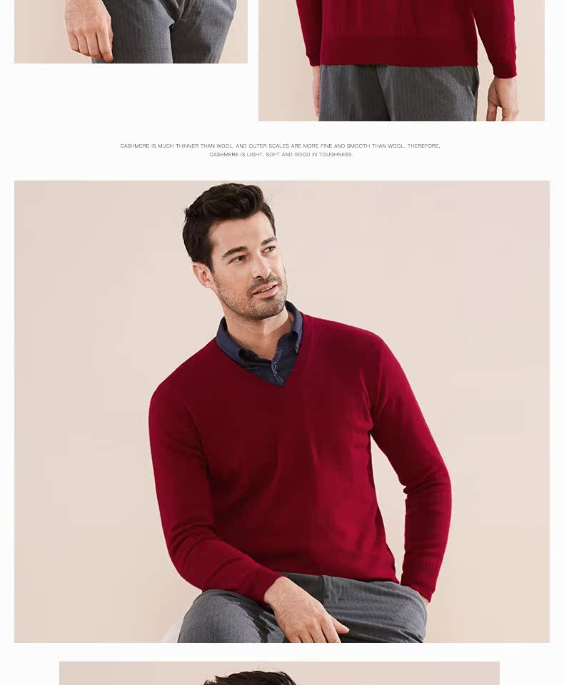 Áo len cashmere cổ chữ V áo len nam