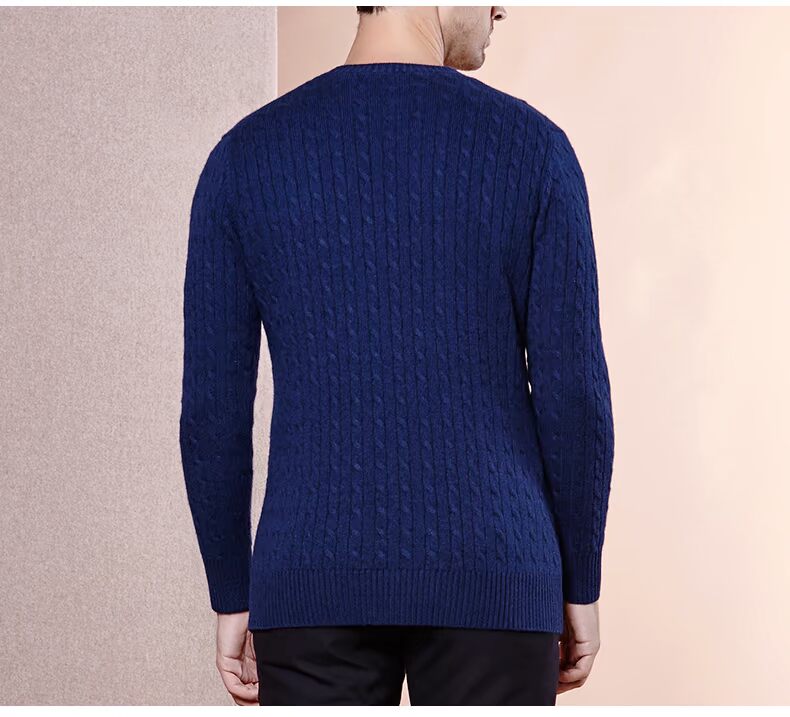 Hengyuanxiang nam xoắn tinh khiết cashmere áo len mùa thu và mùa đông vòng cổ màu rắn dài tay áo thun áo len nam áo len dày