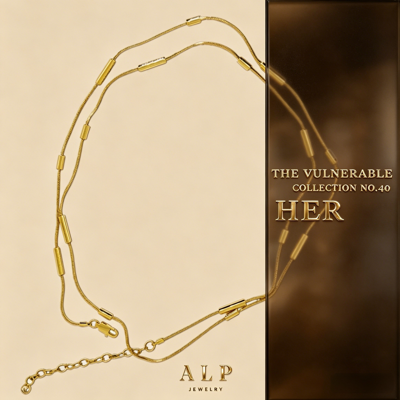 Alp Jewelry Her Series Clavicle Dual-Purpose Pendant Personalized Fashion 14K Gold-Plated Necklace