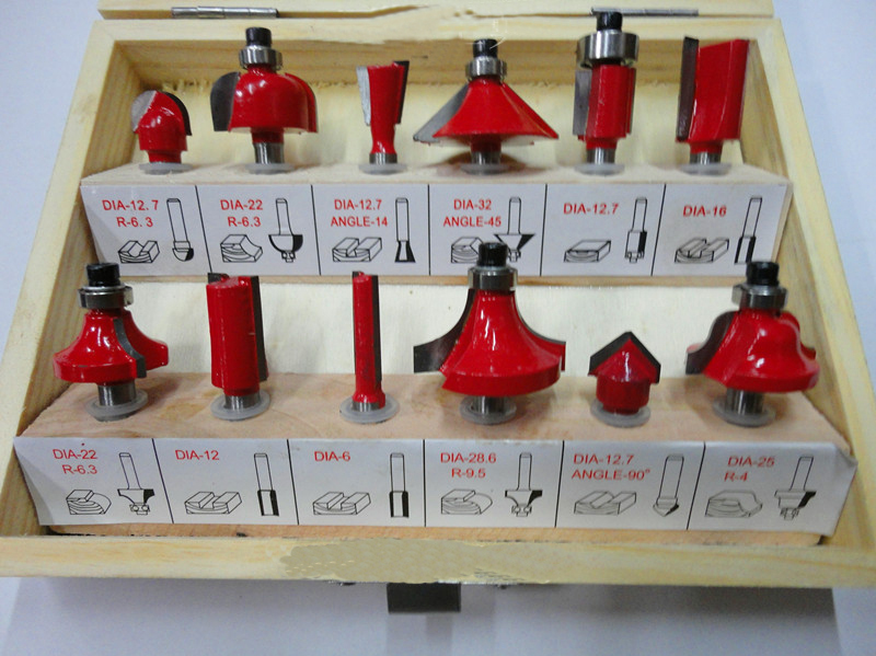 Special 12-piece set Woodworking engraving machine (bakelite milling) Trimming machine special milling cutter Head shank diameter 6mm 12mm