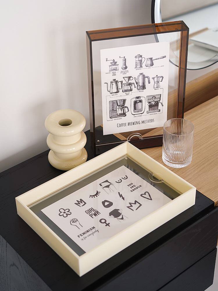Acrylic photo frame 6 inch table table simple modern ins cosmetics storage plate aromatherapy storage plate snack plate