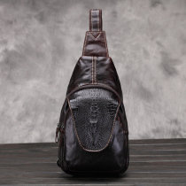 2023 men Crocodile Chest Bag Genuine Leather Mens Bag Casual Tide Mens Chest Bag Slanted Satchel Oil Wax Cow Leather Mens Bag