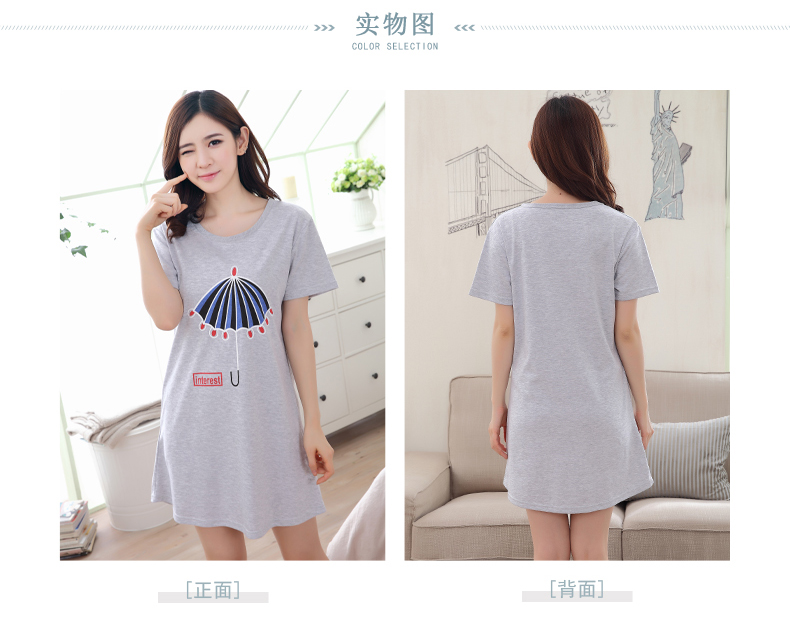 2018 mùa hè của phụ nữ nightdress ngọt lady đồ ngủ ngắn tay cotton nửa tay nightdress cộng với phân bón XL ăn mặc