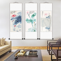 New Chinese living room decoration painting Zhang Daqian Lotus ink painting corridor bedroom scroll painting Golden Lotus silk painting