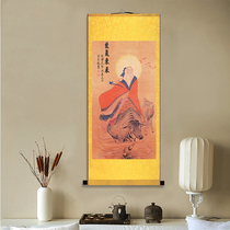 Chinese painting Laozi out of the customs map Ziqi Donglao Laozi riding cattle figure Taoist living room school decoration painting Study hanging painting