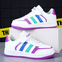 Girls Shoes 2022 Spring and Autumn Back Childrens Small White Shoes in Large Childrens Sports Plate Shoes White Woman