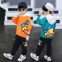 Two pieces of cotton childrens spring suit male sleeve suit in large childrens casual new industrial pants