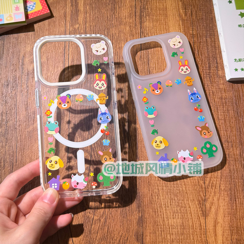 Animal Crossing Fan-Made Frosted Transparent Magnetic Phone Case, Cute Full-Cover Soft Case Suitable for iPhone Animal Crossing Fan-Made Frosted Transparent Magnetic Phone Case, Cute Full-Cover Soft Case Suitable for iPhone
