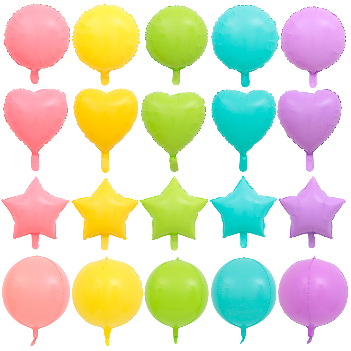 18 inch macaron love light film balloon five-pointed star star 4D ball aluminum foil light color heart-shaped aluminum foil helium balloon