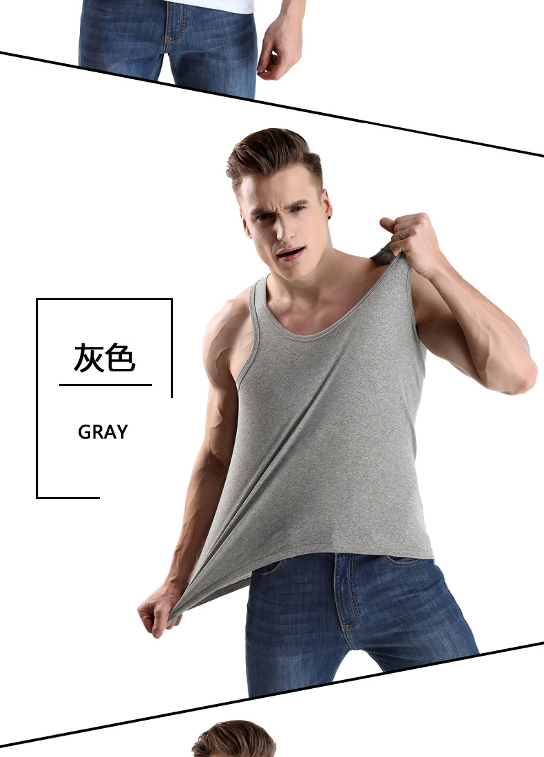 Áo vest mùa hè đầy chất cotton nam phong cách thể thao màu trắng xám đen cổ điển co giãn thoải mái mồ hôi tuyết tùng một thế hệ đóng hộp áo 3 lỗ nam