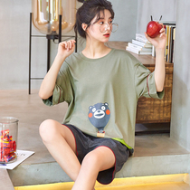 Bear Ben Bear Sleepwear Woman Spring Summer Style 2021 New Pure Cotton Short Sleeve Thin can be worn outside the summer home Suits Suit