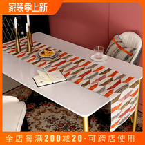 American retro table flag light extravagant high-end table cloth art strip cover towels orange striped Nordic minimalist tea table cloth