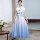 Váy mới mùa hè năm 2020 của phụ nữ Hanfu in váy dài phong cách quốc gia khí hậu cải tiến đầm voan mỏng - Váy eo cao