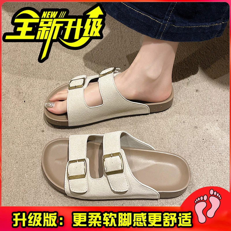 Шлепанцы Birkenstock женские лето верхняя одежда 2026 новый стиль lazy slip-on с мягкой подошвой толстая подошва плоская подошва пляжные sandals большого размера