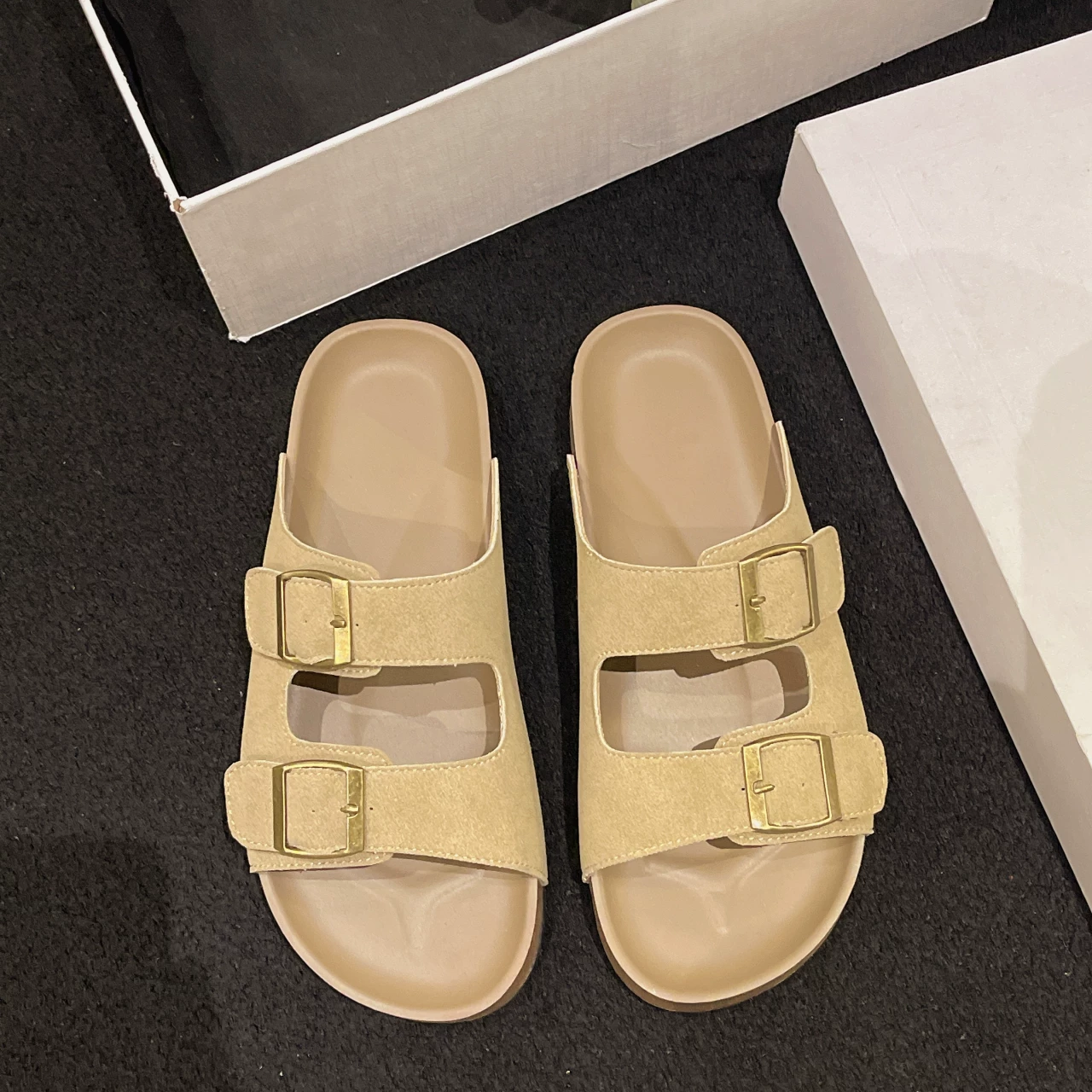 Шлепанцы Birkenstock женские лето верхняя одежда 2026 новый стиль lazy slip-on с мягкой подошвой толстая подошва плоская подошва пляжные sandals большого размера