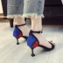 Giày nữ mùa hè 2018 mới màu đỏ chic chic hở ngón sandal màu một từ khóa tốt với giày cao gót nhỏ tươi mới dép adidas Sandal