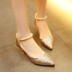Mùa xuân 2019 mới nông miệng nhọn mũi nhọn cao gót phụ nữ stiletto gót thấp gợi cảm khóa với dép ngọc trai dép quai hậu nữ Sandal