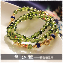 Buddha chain Thai Buddha brand hanging chain green ghost popping Crystal lapis lazuli Golden women necklace