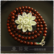 High-end Thai Buddhist brand chain sub small leaf purple sandalwood necklace Buddha bead chain male and female with two pairs of hanging three-hung chain woolen clothes chain