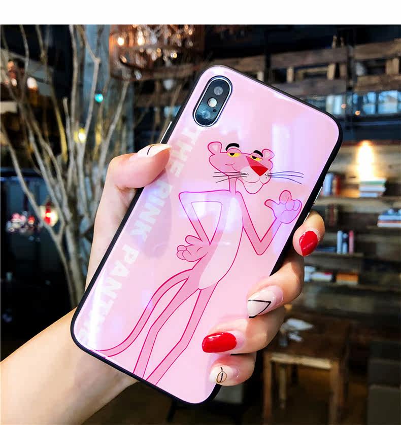 粉红豹苹果X手机壳i7plus网红抖音iPhoneX潮牌