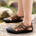2018 hè mới giày da thoáng mát da thoáng khí baotou ngoài trời giày đế mềm mềm đế giày nam đi biển sandal nam giày lacoste nam Sandal