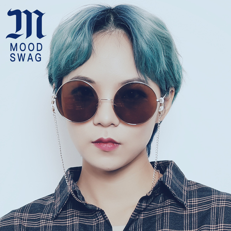 Moshou large frame round sunglasses female retro net red ins goggles trendy myopia polarized sunglasses male big face