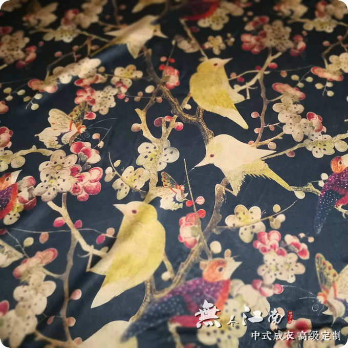 Endless Jiangnan True silk heavy satin cloud yarn Chinese style qipao garments custom-made-Taobao