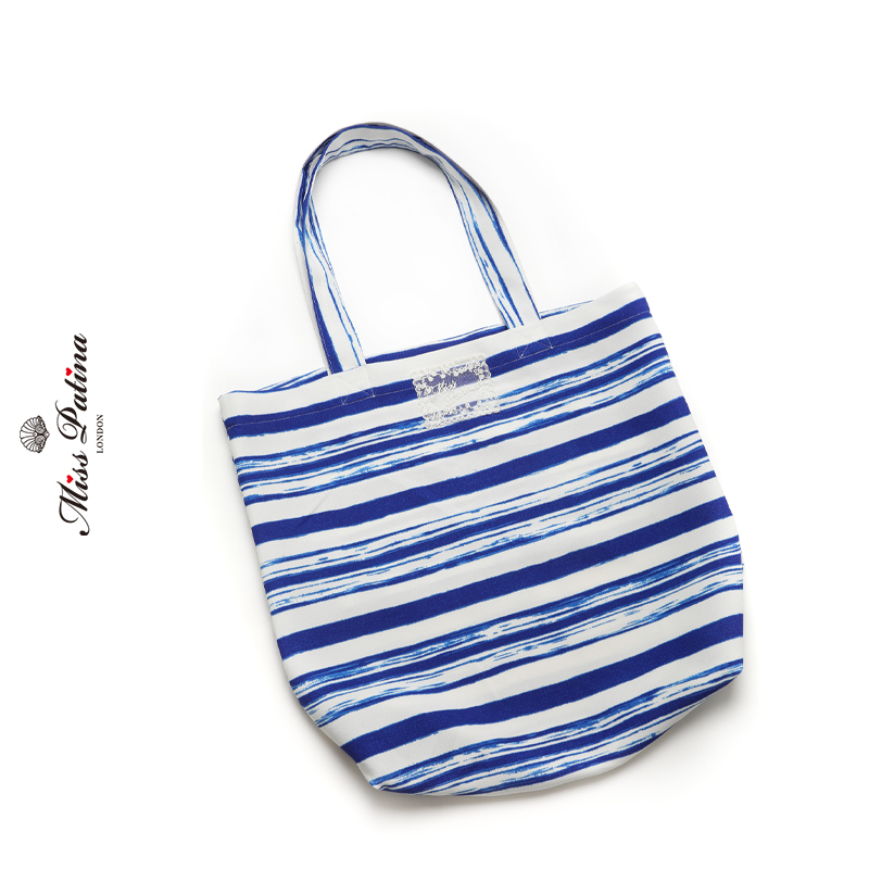 Mp Navy Blue and White Stripesd Shoulder Bag Shopping Bag Environmentally Friendly Bag Mp Navy Blue and White Stripesd Shoulder Bag Shopping Bag Environmentally Friendly Bag