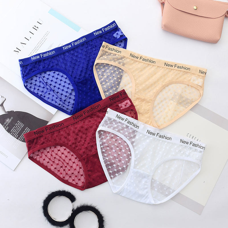 4 dress sexy letters lace underpants Women low waist ultra-thin transparent Temptation Fire Lady Triangle Pants head