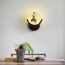 New Chinese all copper wall lamp LED living room TV background wall lamp aisle light luxury Chinese style bedroom bedside lamp